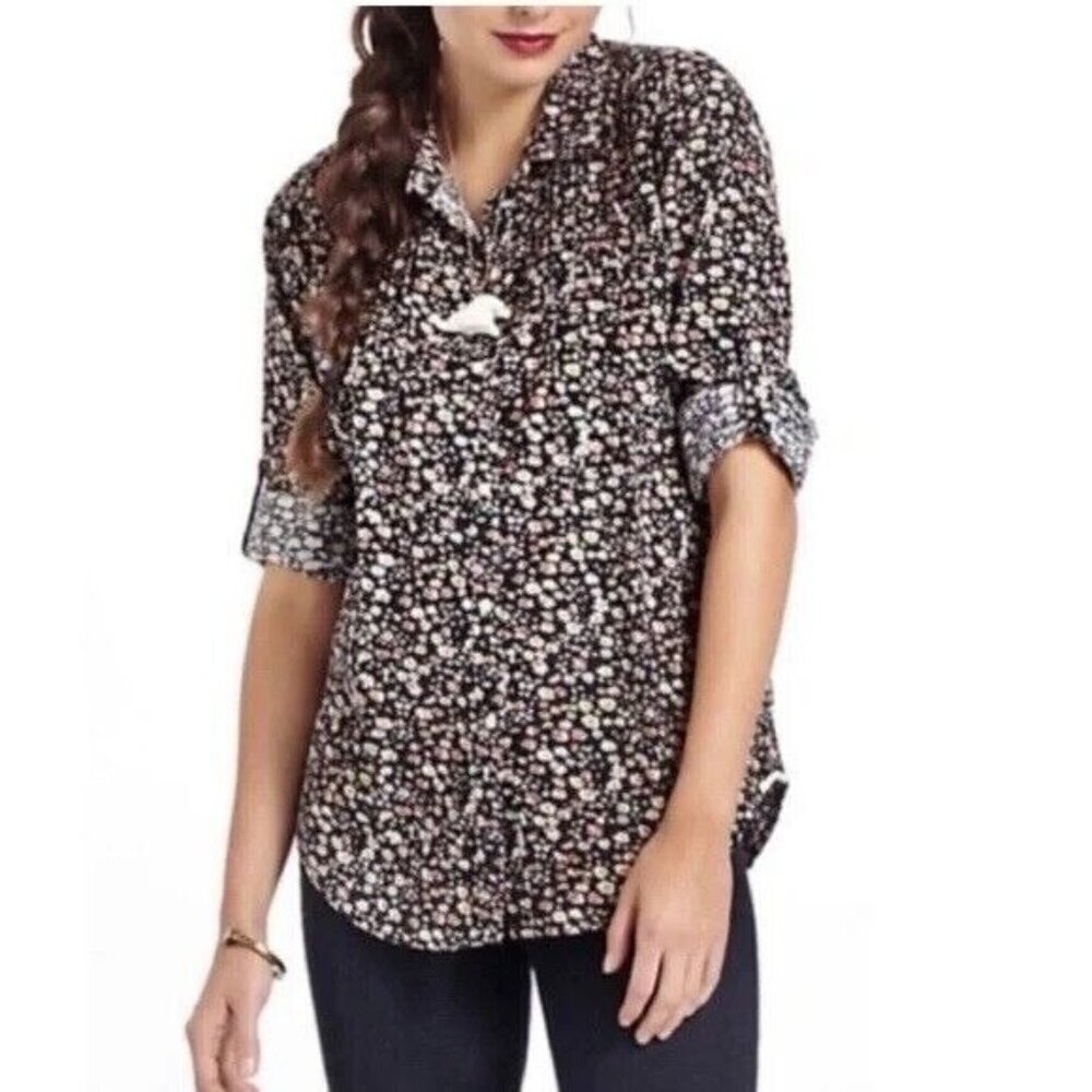 Birds of Paradis Trovata Shirt Corduroy Ditsy Floral Pintuck Button Up